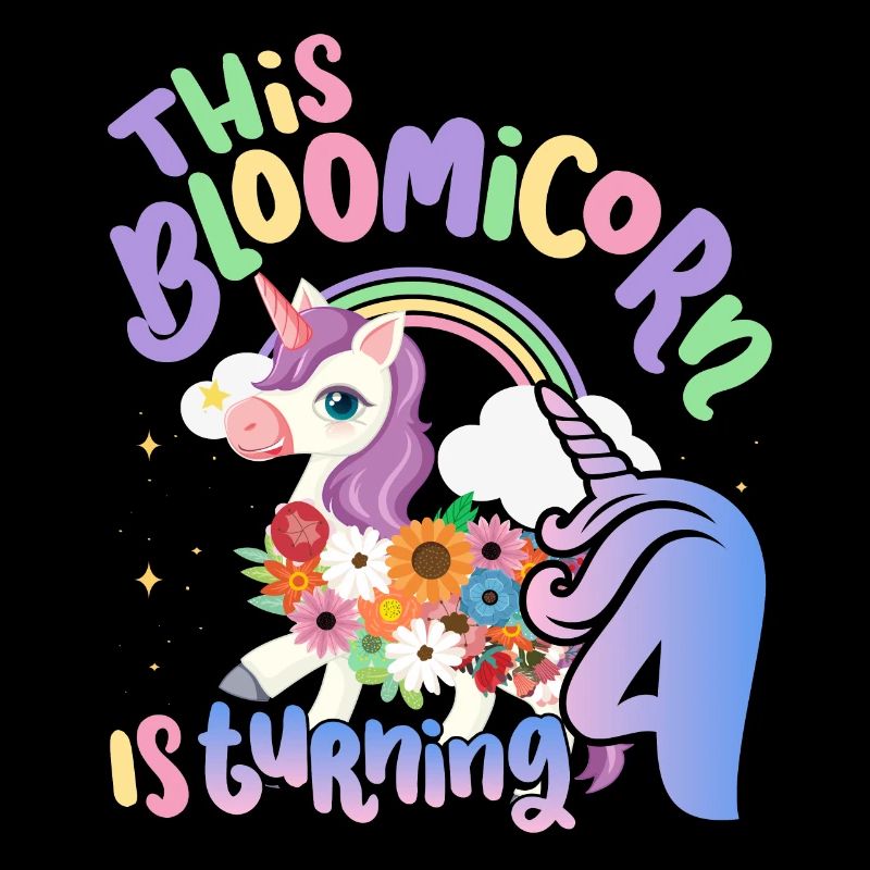 Bloomicorn Is Turning 4 Einhorn 4. Geburtstag