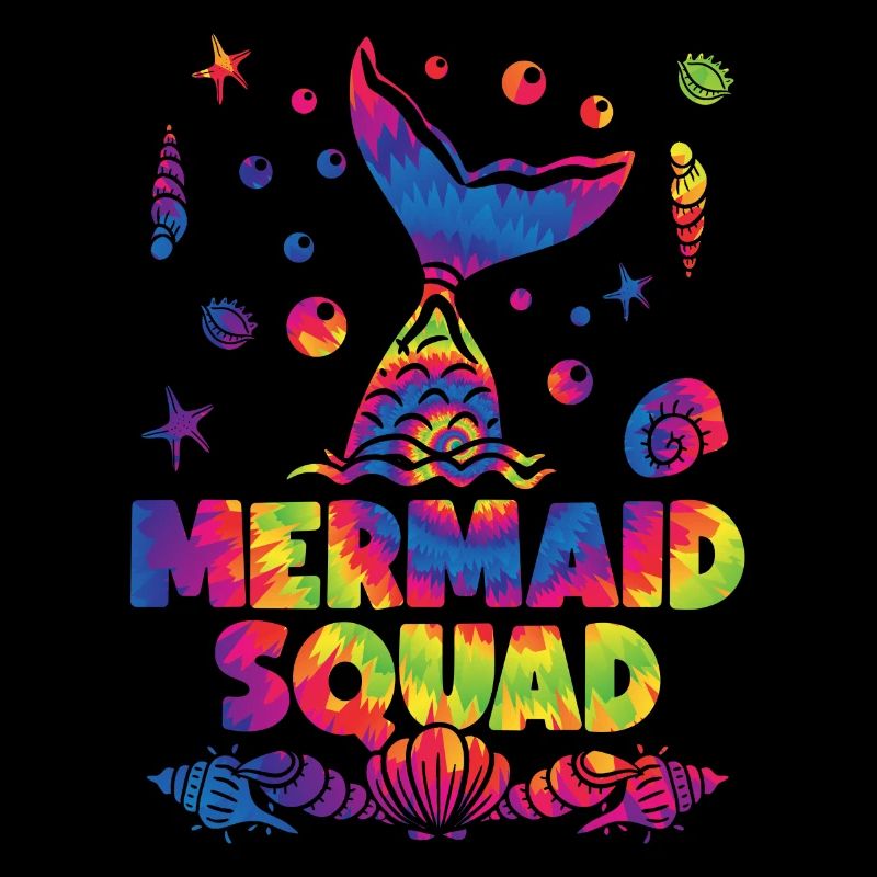 Mermaid Squad Seashell coloré Tie Dye