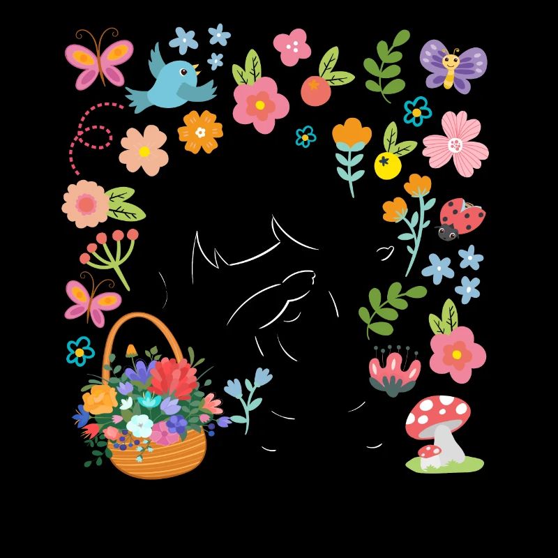 Silhouette Dabbing Boy Hippie Bouquet Spring