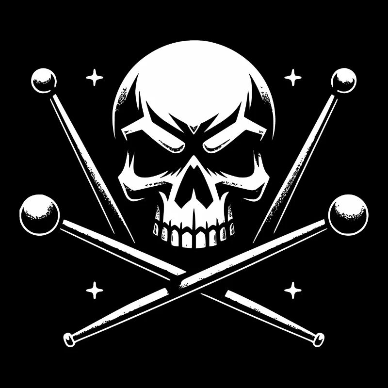 Skull und gekreuzte Drumsticks