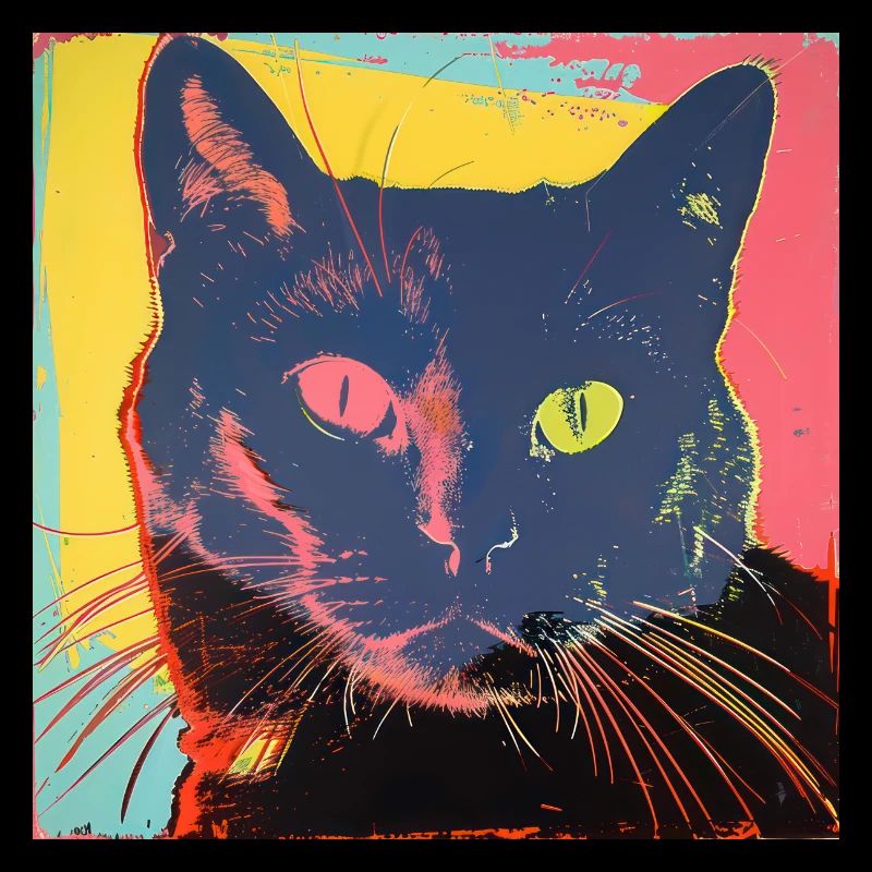 Chat, motif chat, pop art, cadeau, idée cadeau