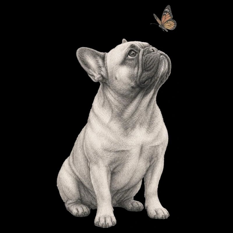 Papillon à design de bouledogue français
