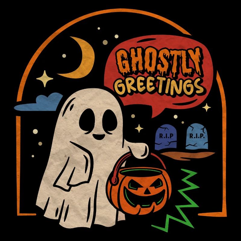Halloween Ghostly Greetings Spooky Ghost