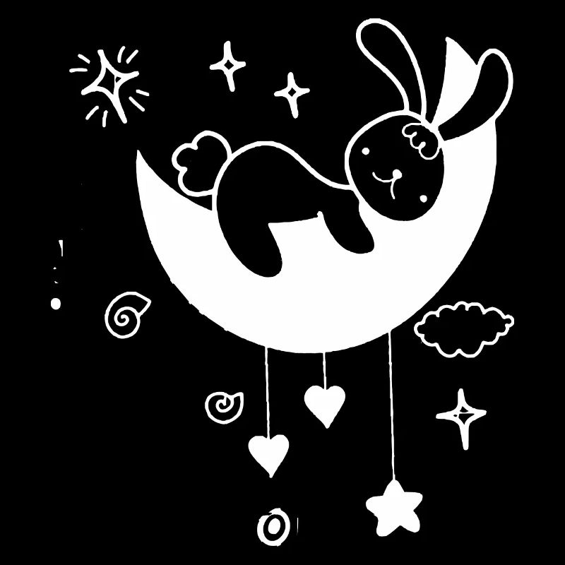 Cute bunny sleeping on moon