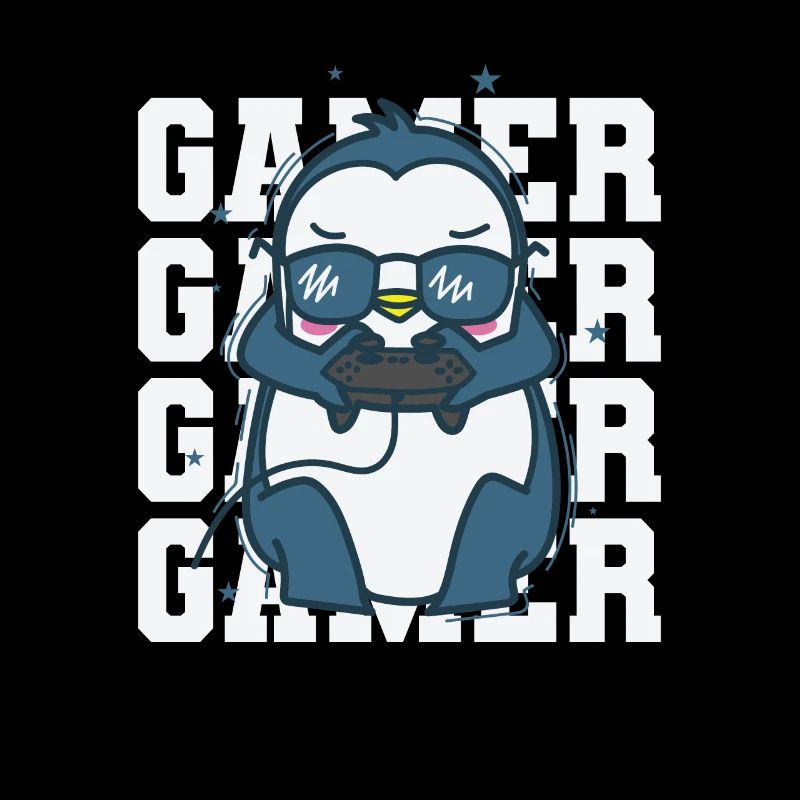 Penguin as a gamer with controller Antarctica
