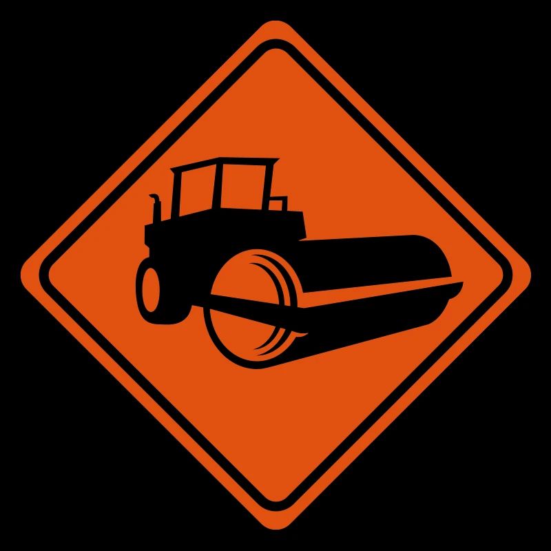 Warning steamroller - 1 color vector