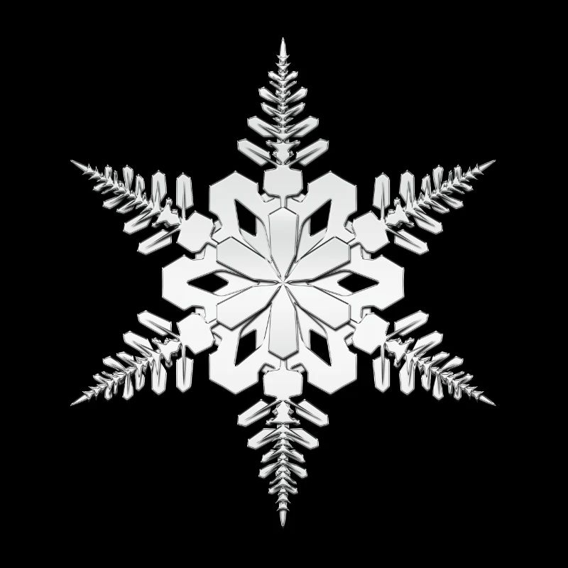 Flocon de neige, snowflake argent blanc en 3D