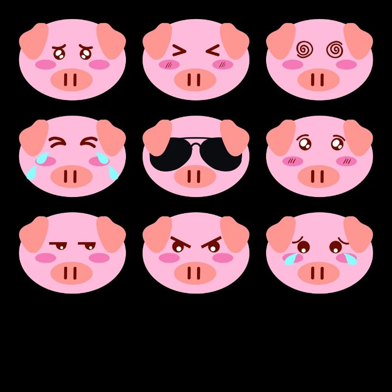 Cool Cochon Rose Humeur Différente Visages De