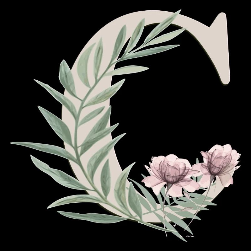 Lettre C avec des fleurs
