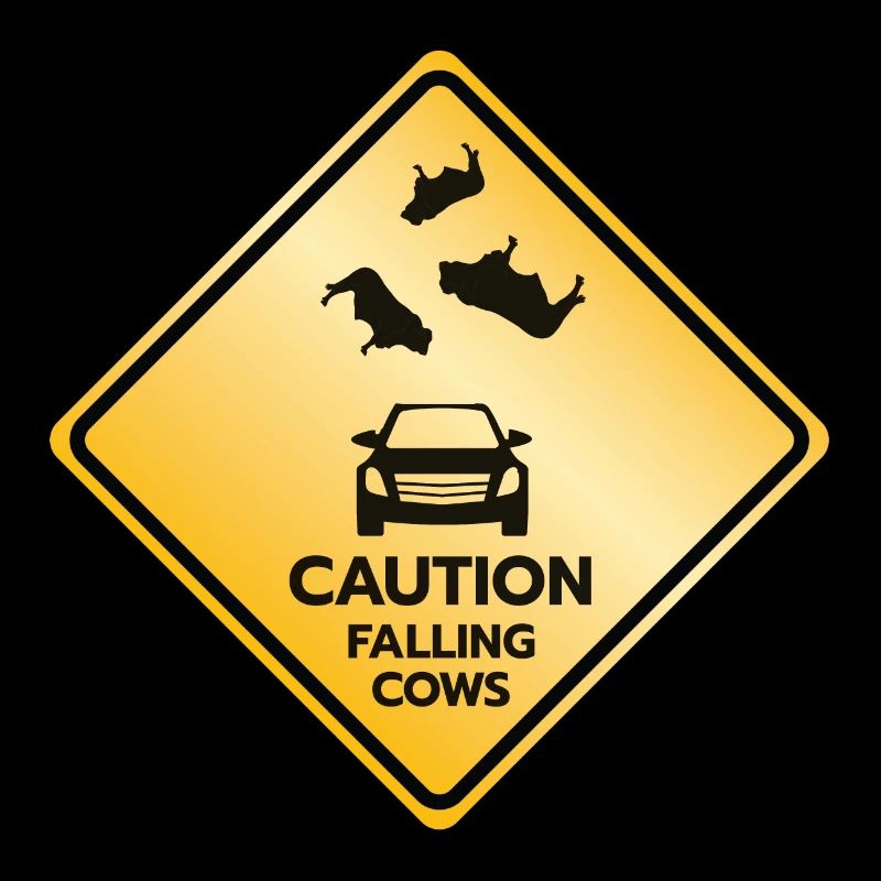 Caution Sign Falling Cows