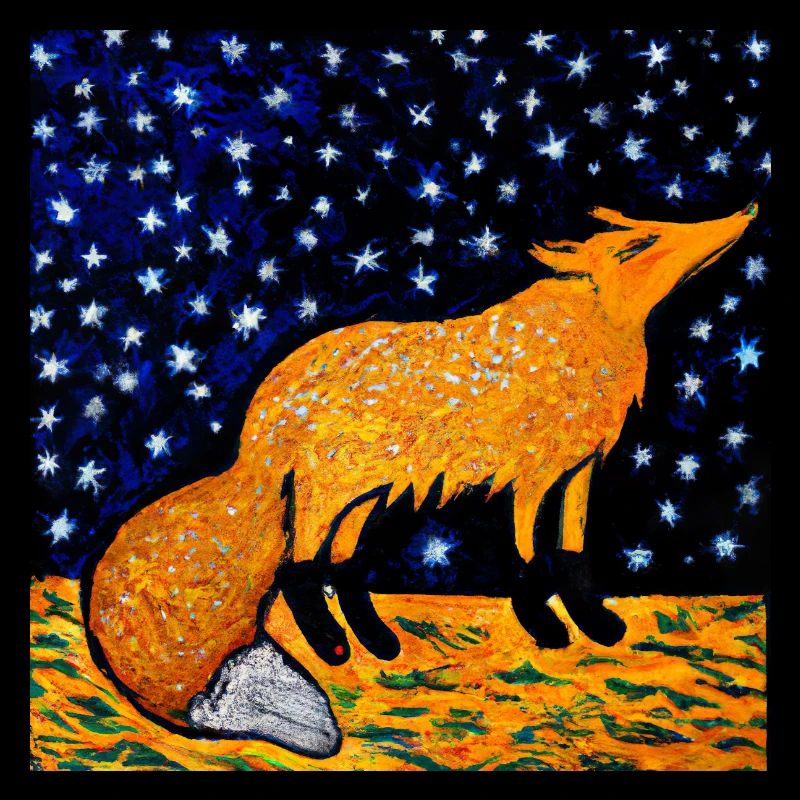 Fuchs unter einem Sternenhimmel