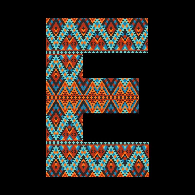 Buchstabe E-Boho-Design, buntes Monogramm