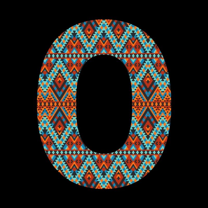 Lettre O- design boho, monogramme coloré