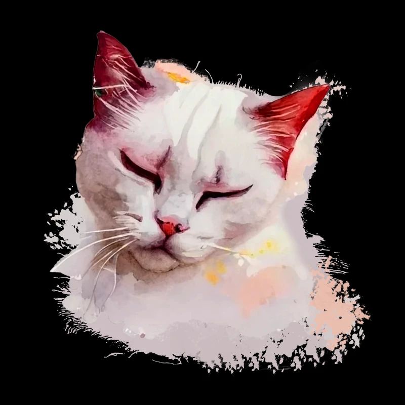 Cute White Cat Sleeping Tshirt
