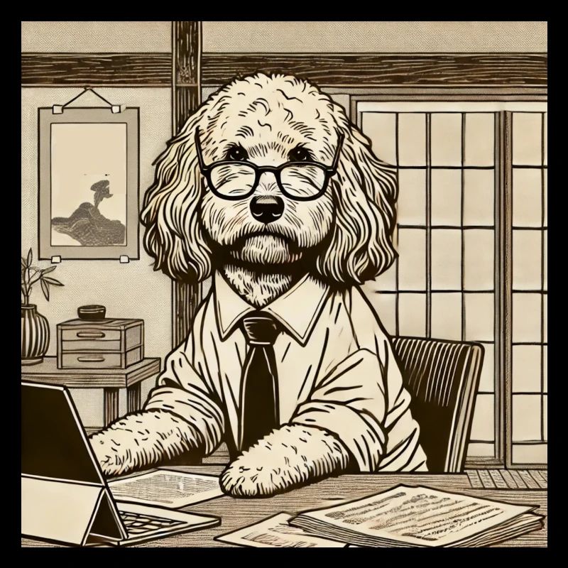Japan Ukijo e Stil Schreibtisch Cockapoo