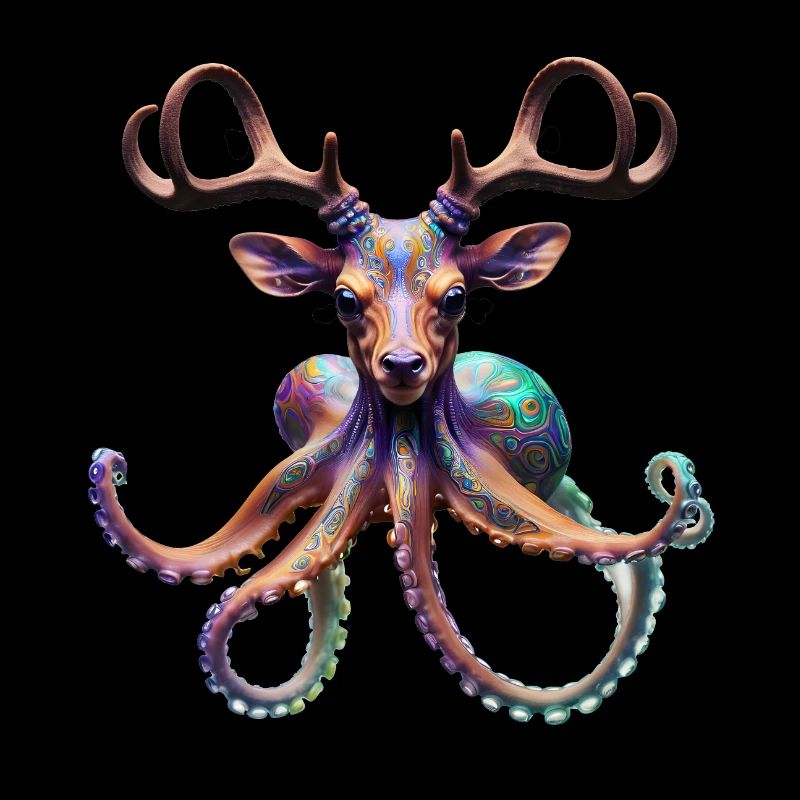 Pieuvre de cerf psychédélique avec bois