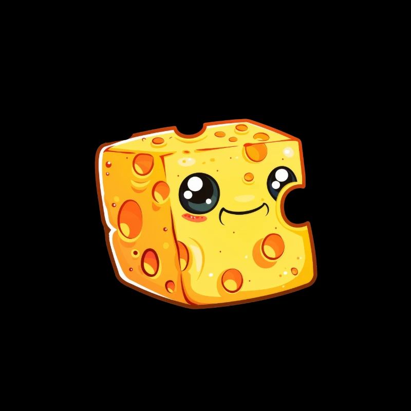 Bloc de fromage dessiné souriant
