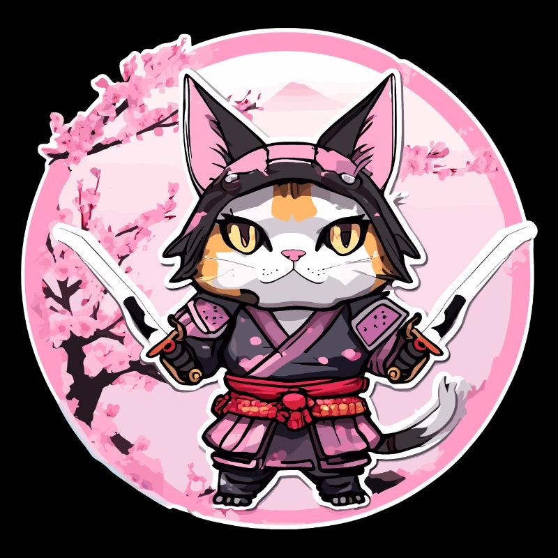 Samurai Katze & Kirschblüten #1