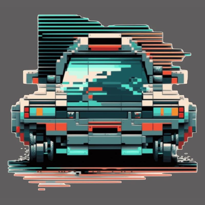 Front von einem Auto im pixeligen 8 Bit Stil
