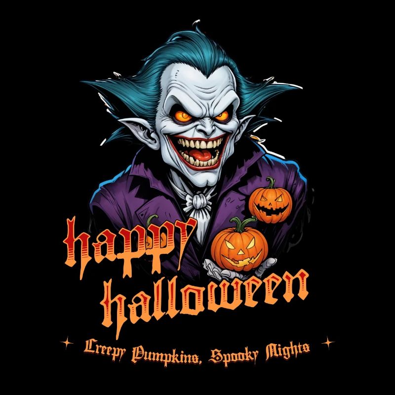 Halloween Vampire with Pumpkins