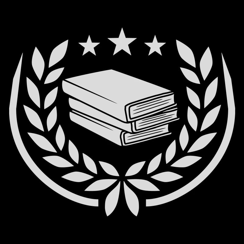 Sterne Lorbeerkranz gestapelte Bücher