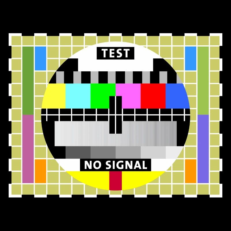 Test picture television screen transmission completion display