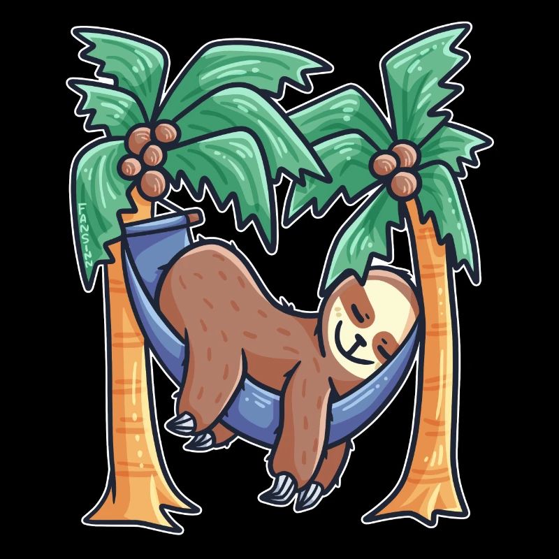 sleeping sloth in the hammock on palm trees