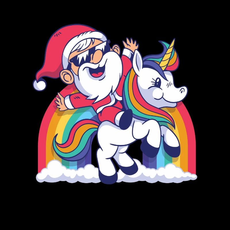 Weihnachts-Weihnachtsmann-reitendes Einhorn-Weihnachtsgeschenke