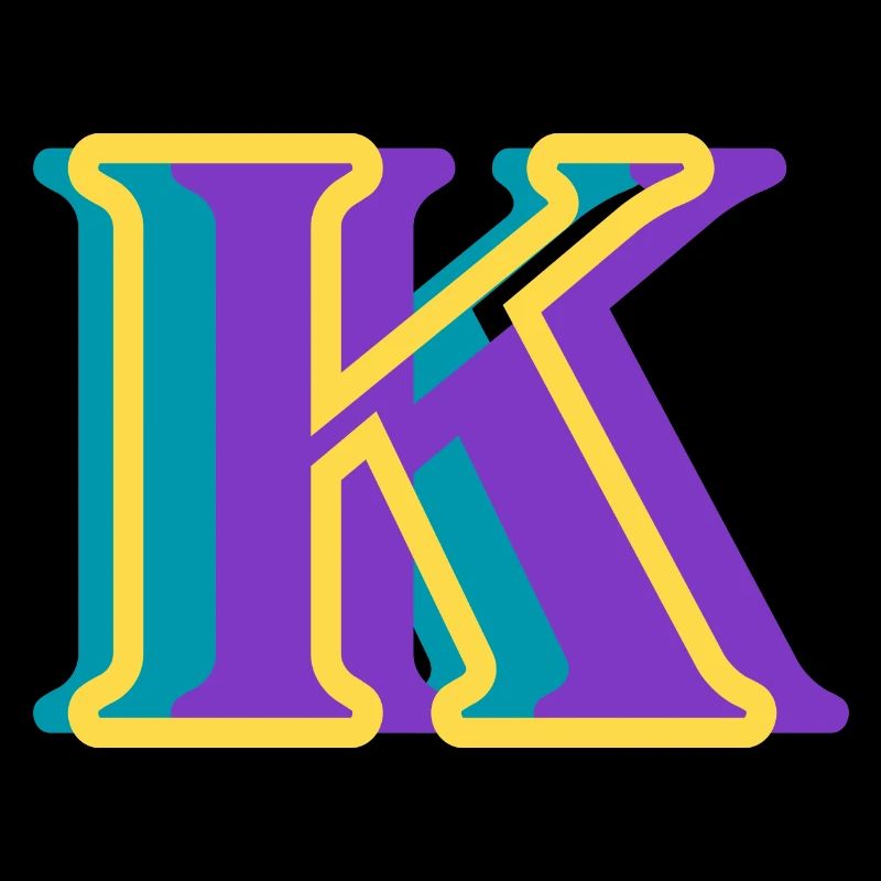 Multicolored letter k