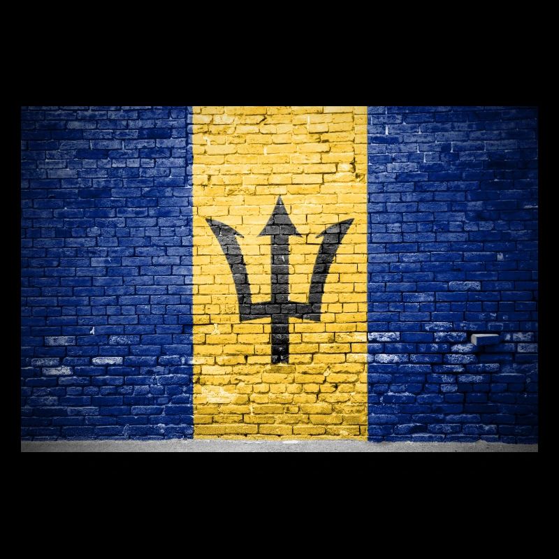 Barbados Flag Graffiti on Brick Wall