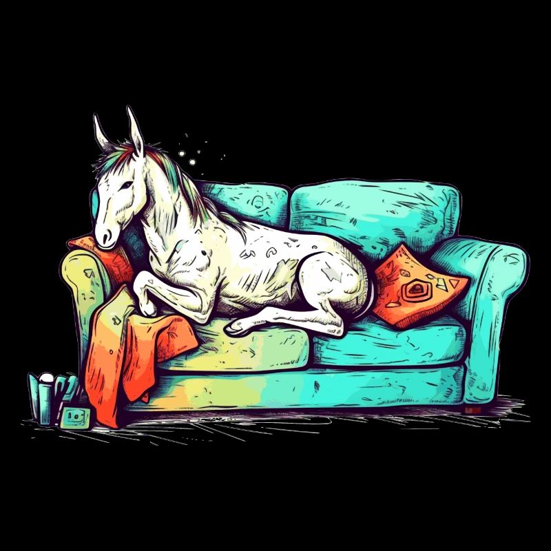 Faules Einhorn am Chillen auf dem Sofa