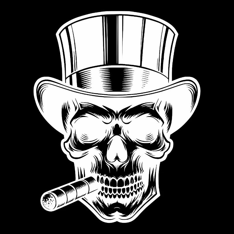 Grim Skull Cigar Tattoo Halloween Style