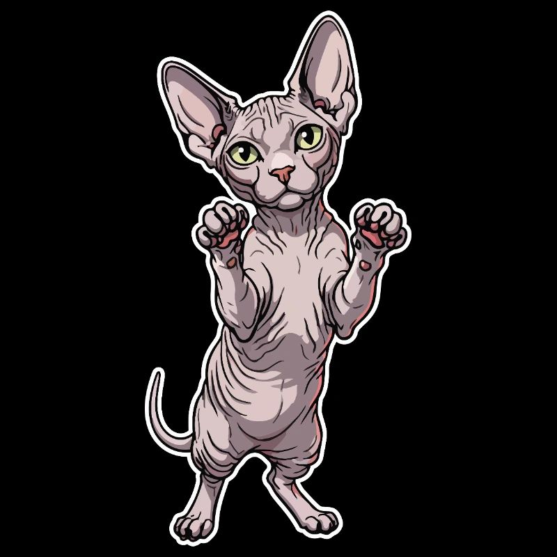 Chat Sphynx Mignon Posture Debout Portrait