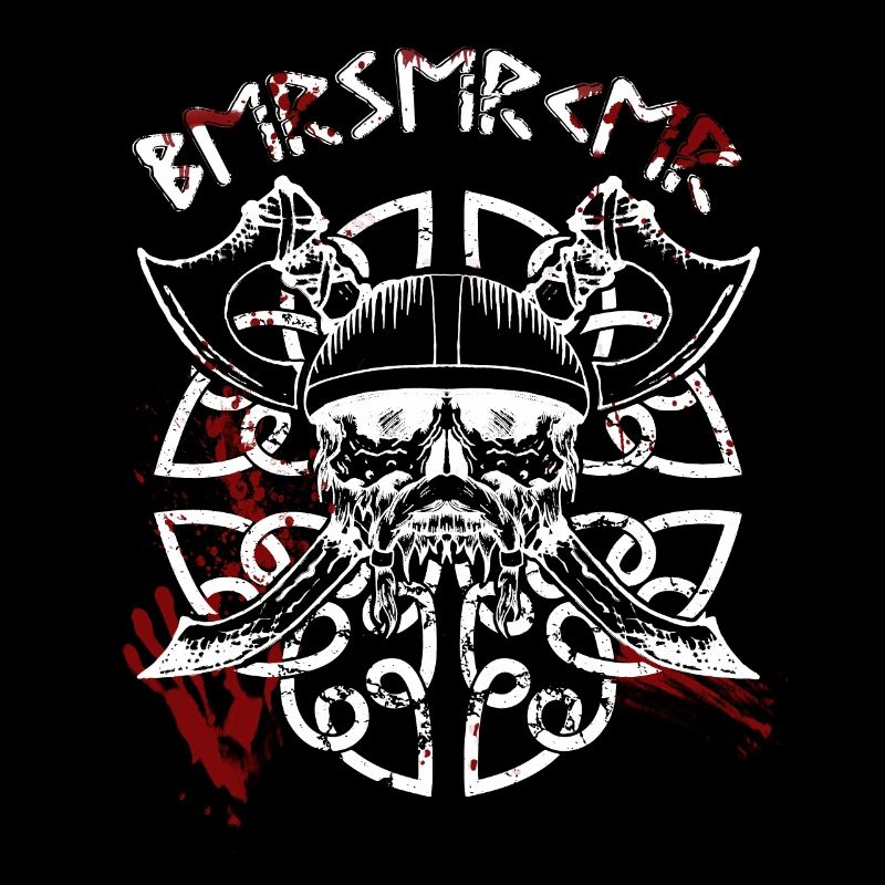 Berserker, Totenkopf, Axt, Runen, Wikinger, nordic