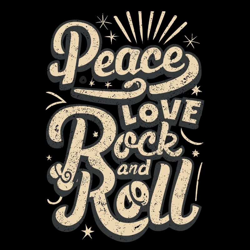 Peace Love Rock And Roll Déclaration Devise