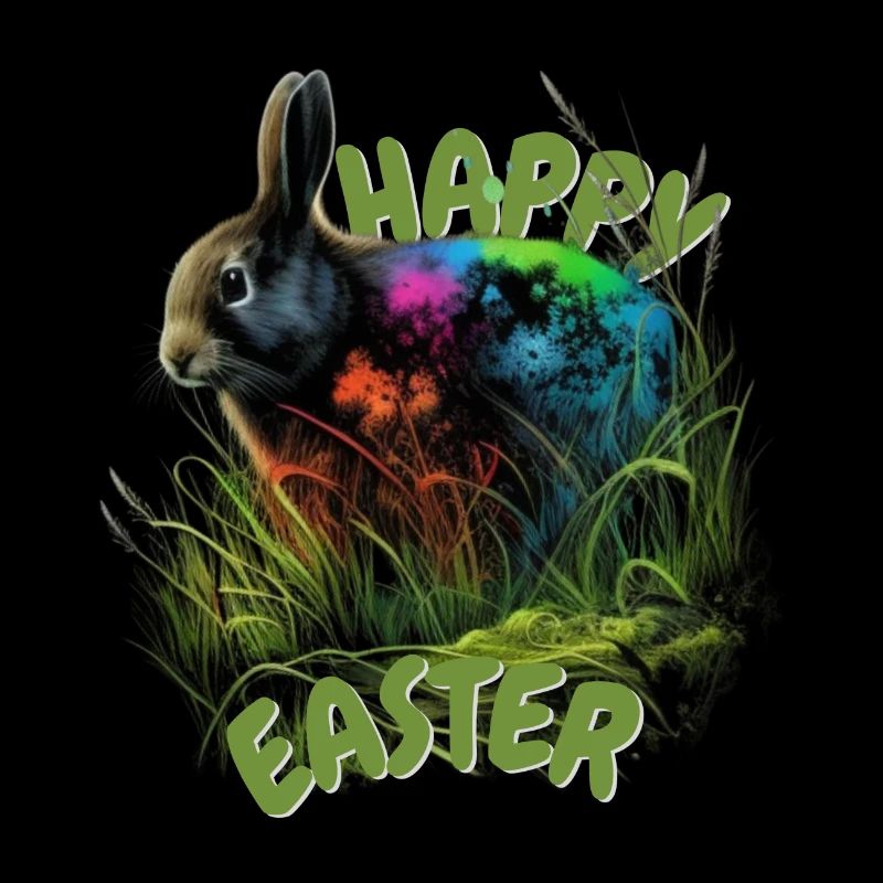 Happy Easter | Niedlicher bunt bemalter Osterhase