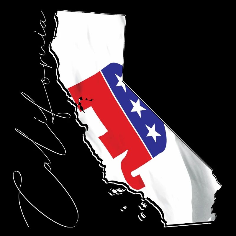 Republican Flag in California State Map CA