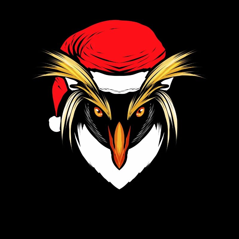 Southern Rockhopper Penguin With Santas Hat
