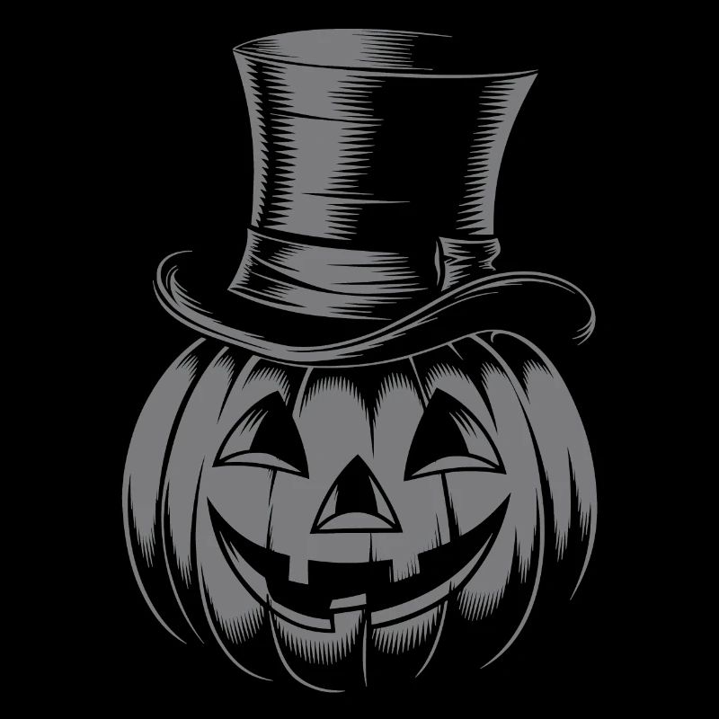Halloween pumpkin with top hat line drawing