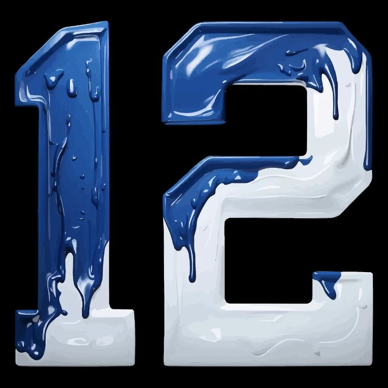 NON. 12 NUMÉRO 12 BLEU BLANC 12E ANNIVERSAIRE