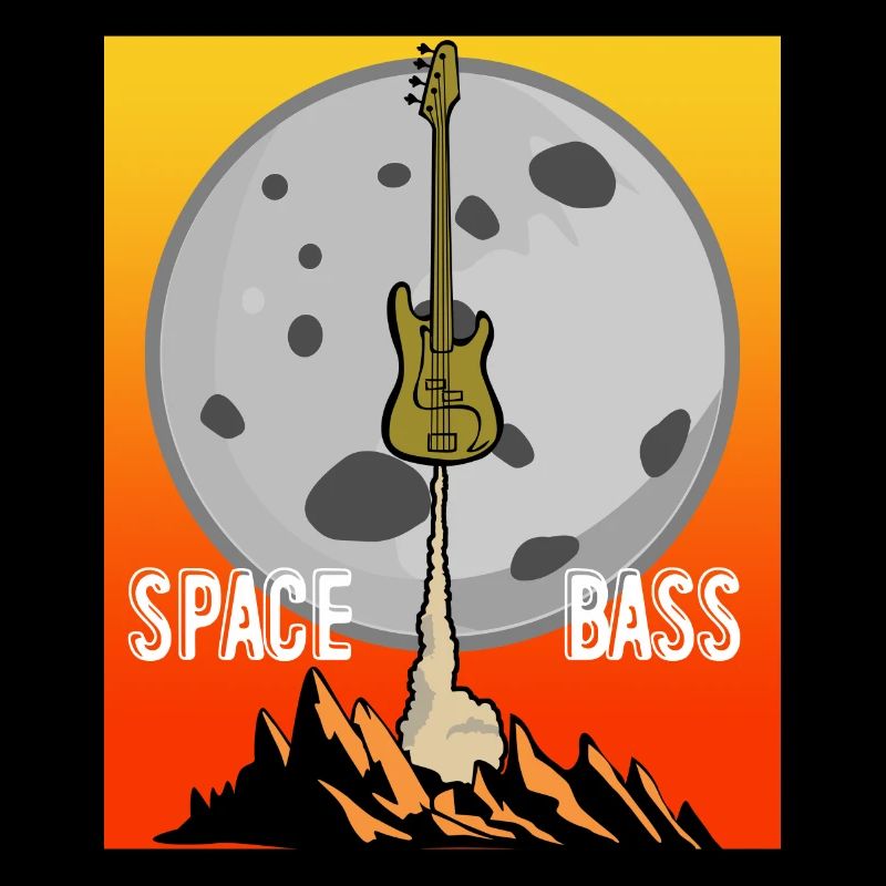 Space Bass Guitar with Moon