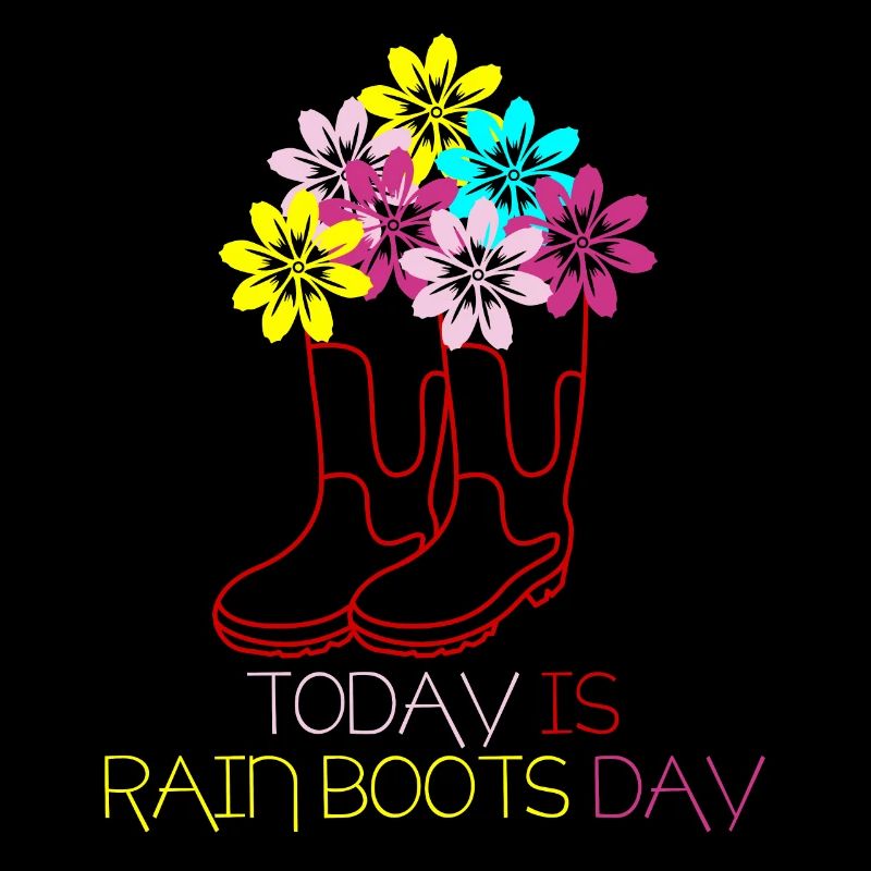 Red Rain Boots with Flowers