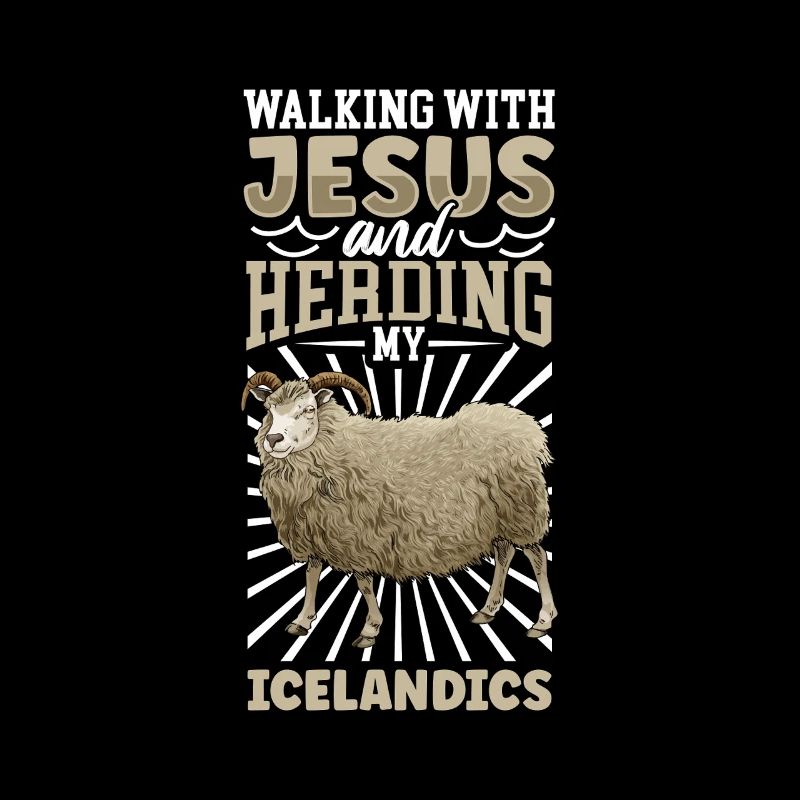 Jesus und Schaf - Islandschaf