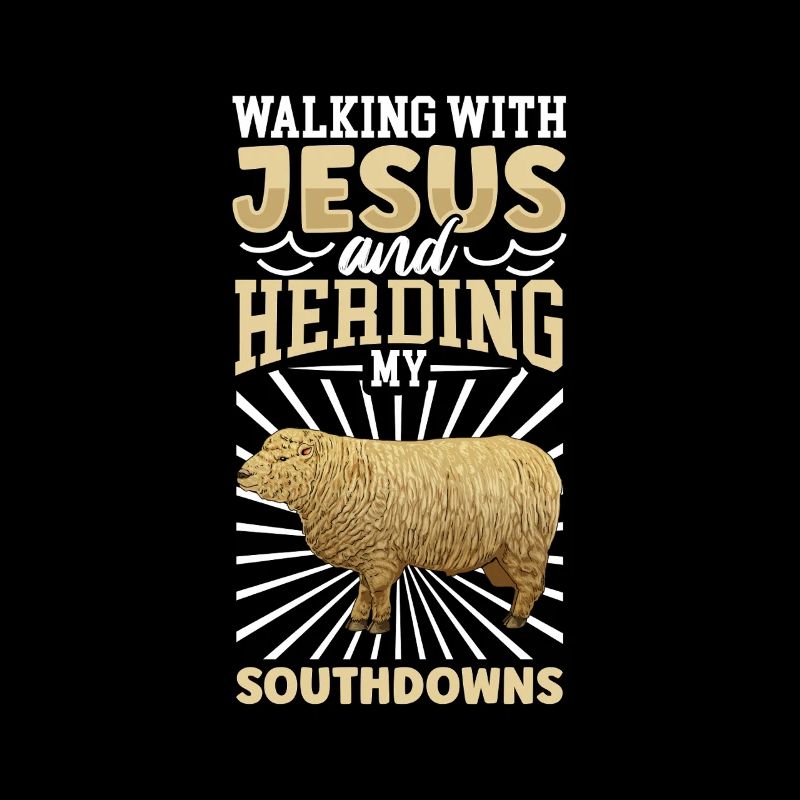 Jesus und Schaf - Southdown-Schaf