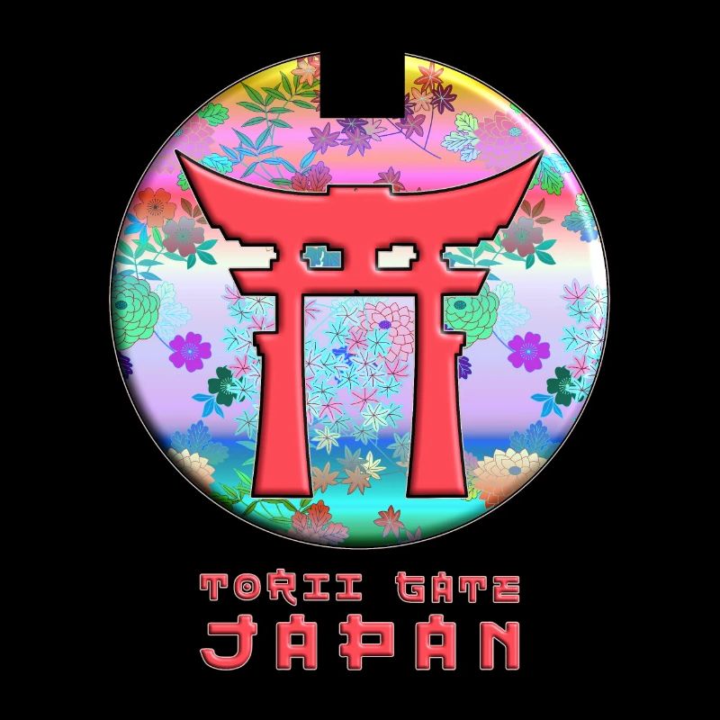 Torii Gate Shinto Japan Asian Floral Pattern