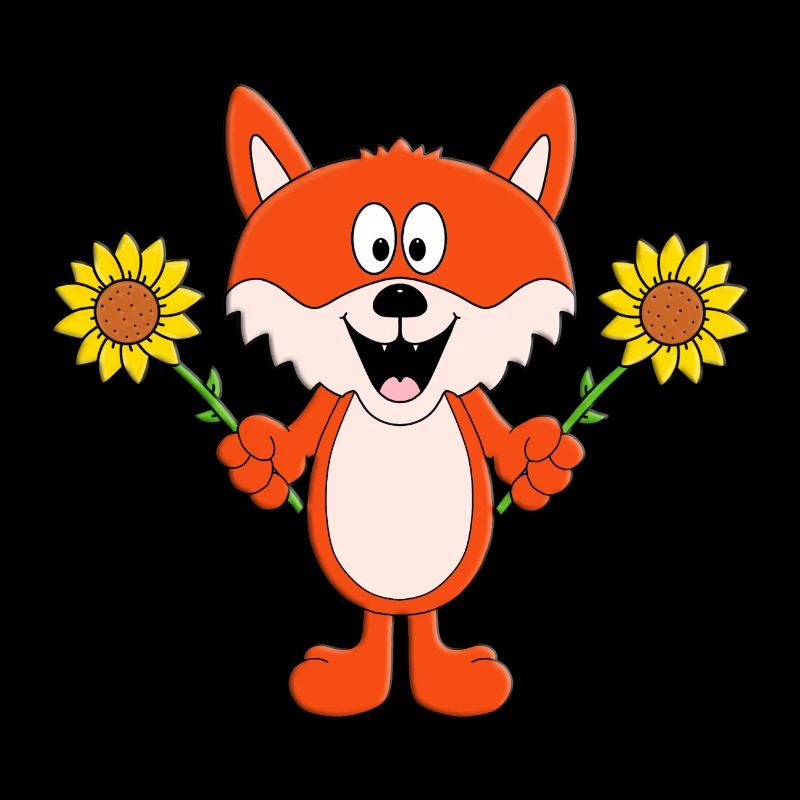 FUCHS - BLUMEN - SONNENBLUMEN - TIER - TIERISCH