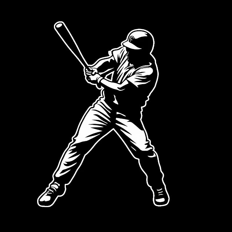 Joueur de baseball noir blanc