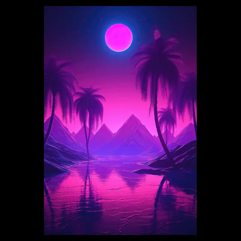 Eine traumhafte nächtliche Synthwave-Oase
