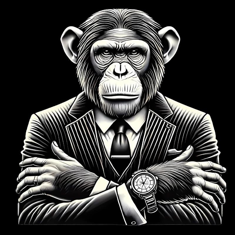 Chimpanzee in Suit Bold Monochrome Art