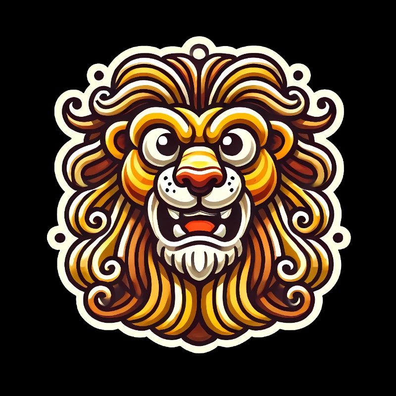 Lion féroce dessin animé Sticker Design